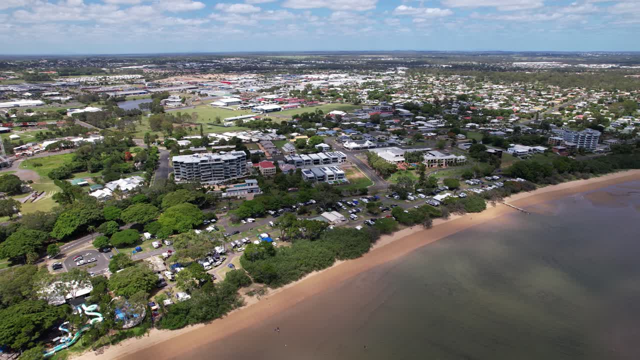 Drone shot of Scarness Jetty Hervey Bay QLD Queensland Australia