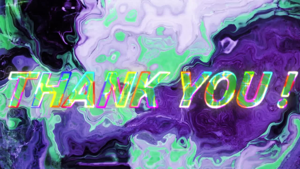 다채로운 액체 배경에 감사 텍스트의 애니메이션