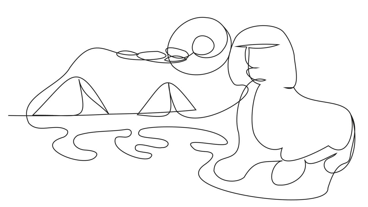 이집트 풍경의 라인 애니메이션