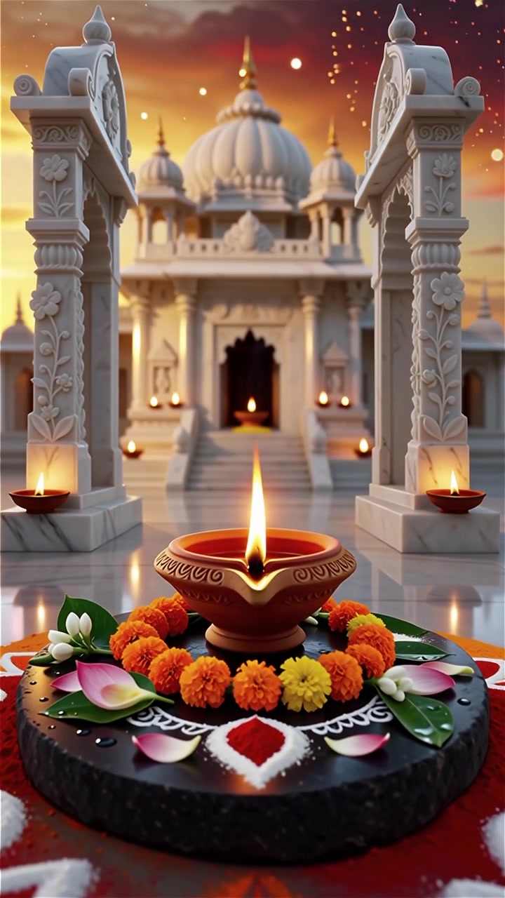 Sfondo del Festival Diwali con lanterne e decorazioni tradizionali Diyas.