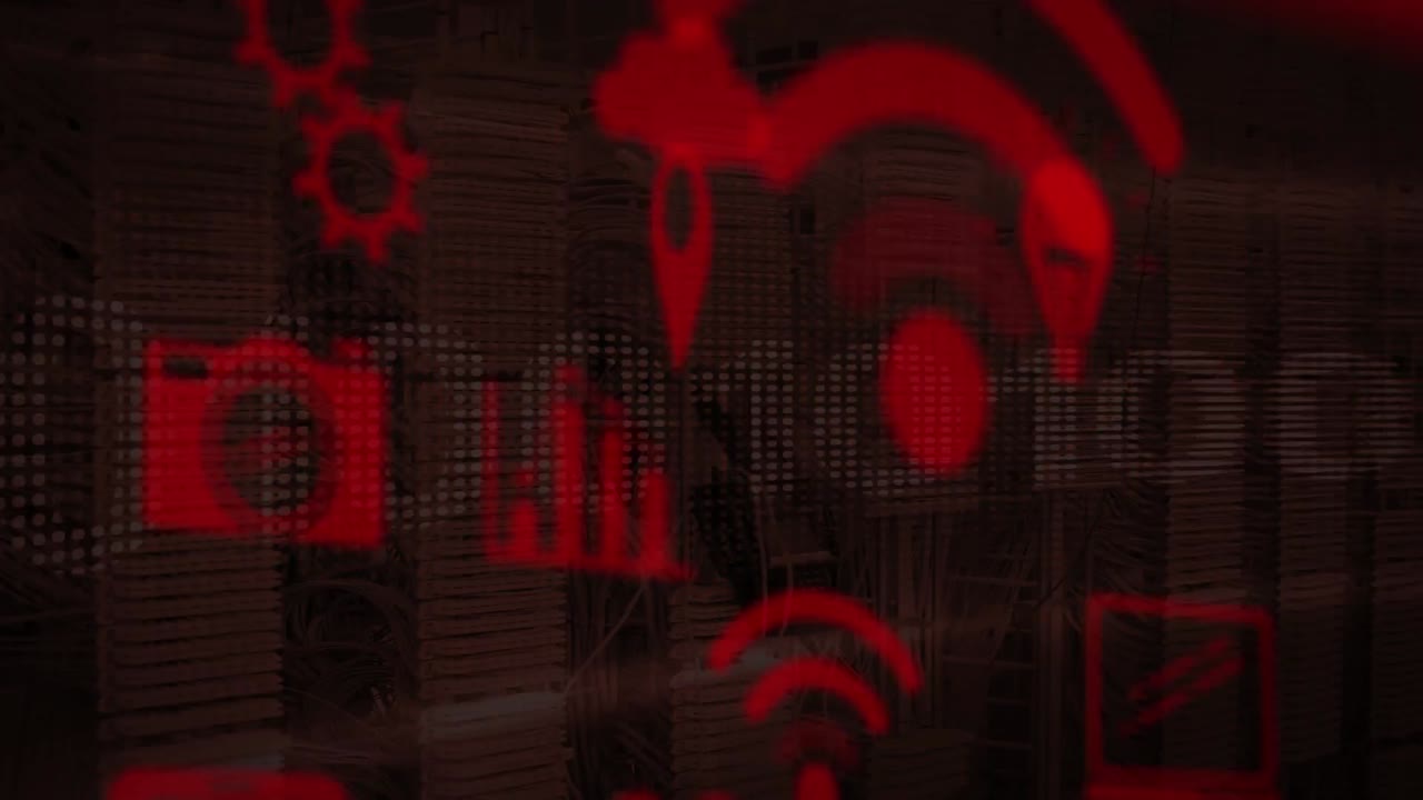 animación de la red en fondo rojo