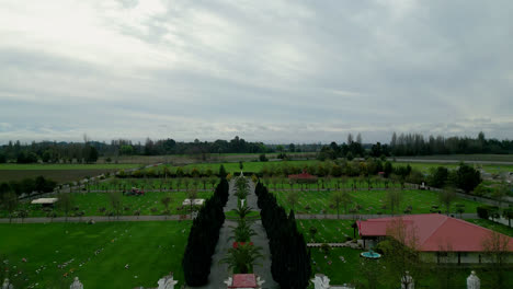 san javier de loncomilla graveyard chile maule streets flying view from drone