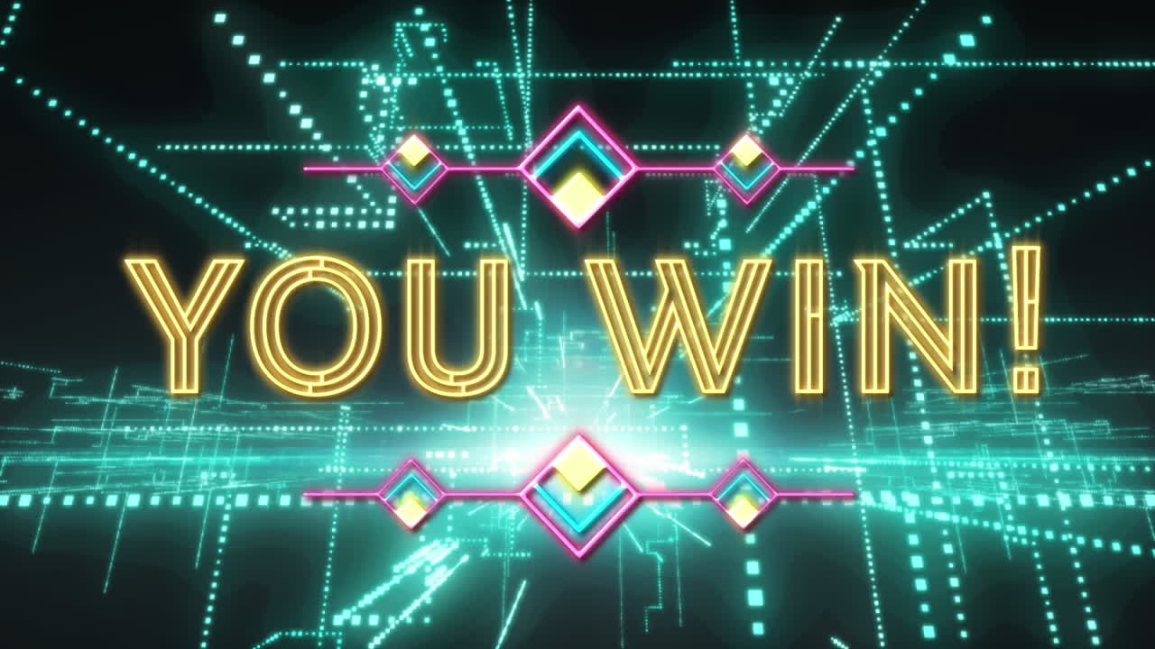 검은색 배경의 빛 트레일 위에 텍스트를 이기는 애니메이션