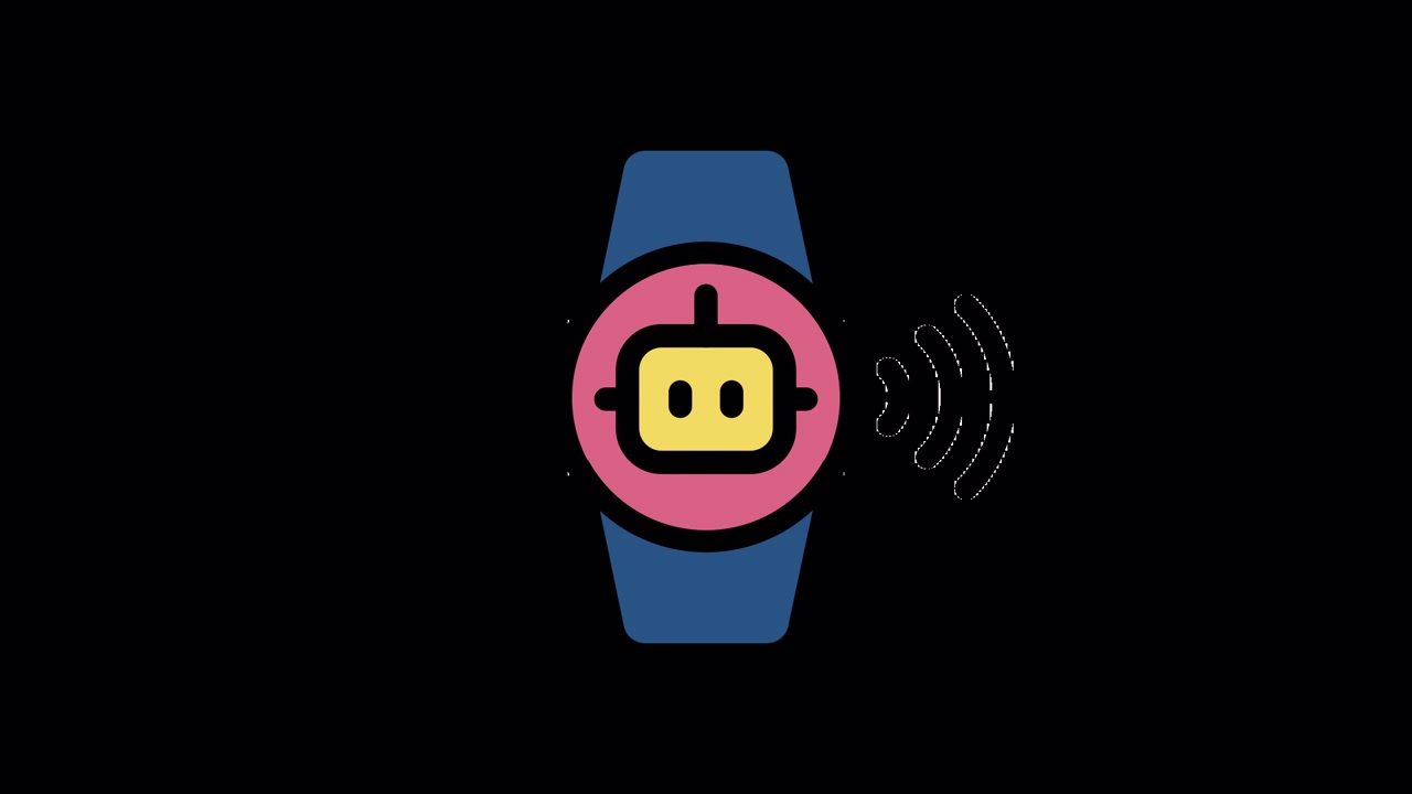 Animeret smartwatch-ikon udsender trådløst signal.