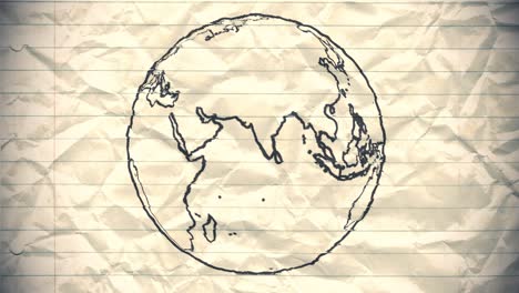 earth drawing paper cartoon hand drawn animation spinning globe world pen loop