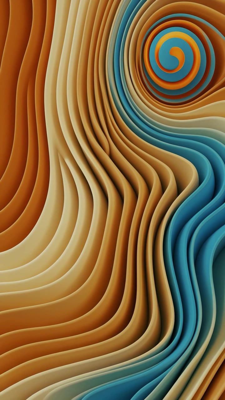 3D Render of Abstract Undulating Waves with Spiral Pattern