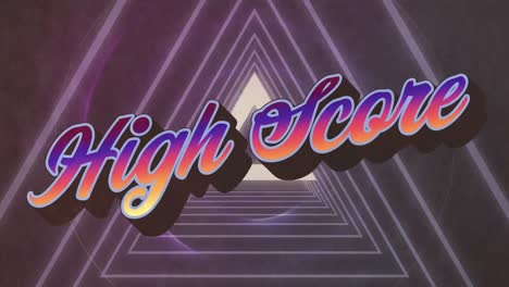 animation of high score over violet background with triangles