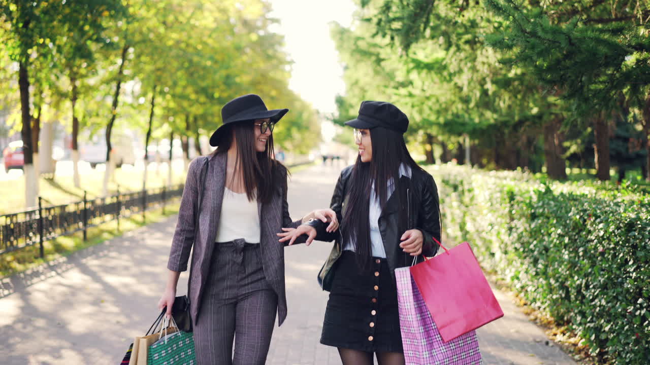 Two Women Shopping in a Park