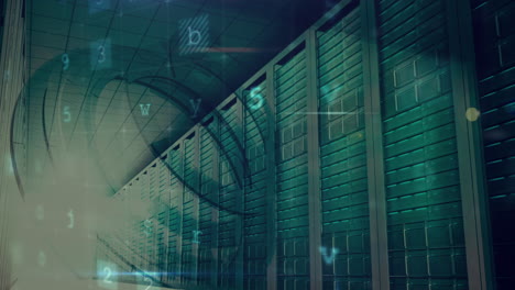 Animation of cyber attack warning over server room