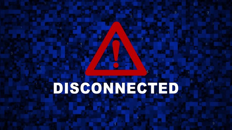 Disconnected Warning Sign with Digital Glitch Effect