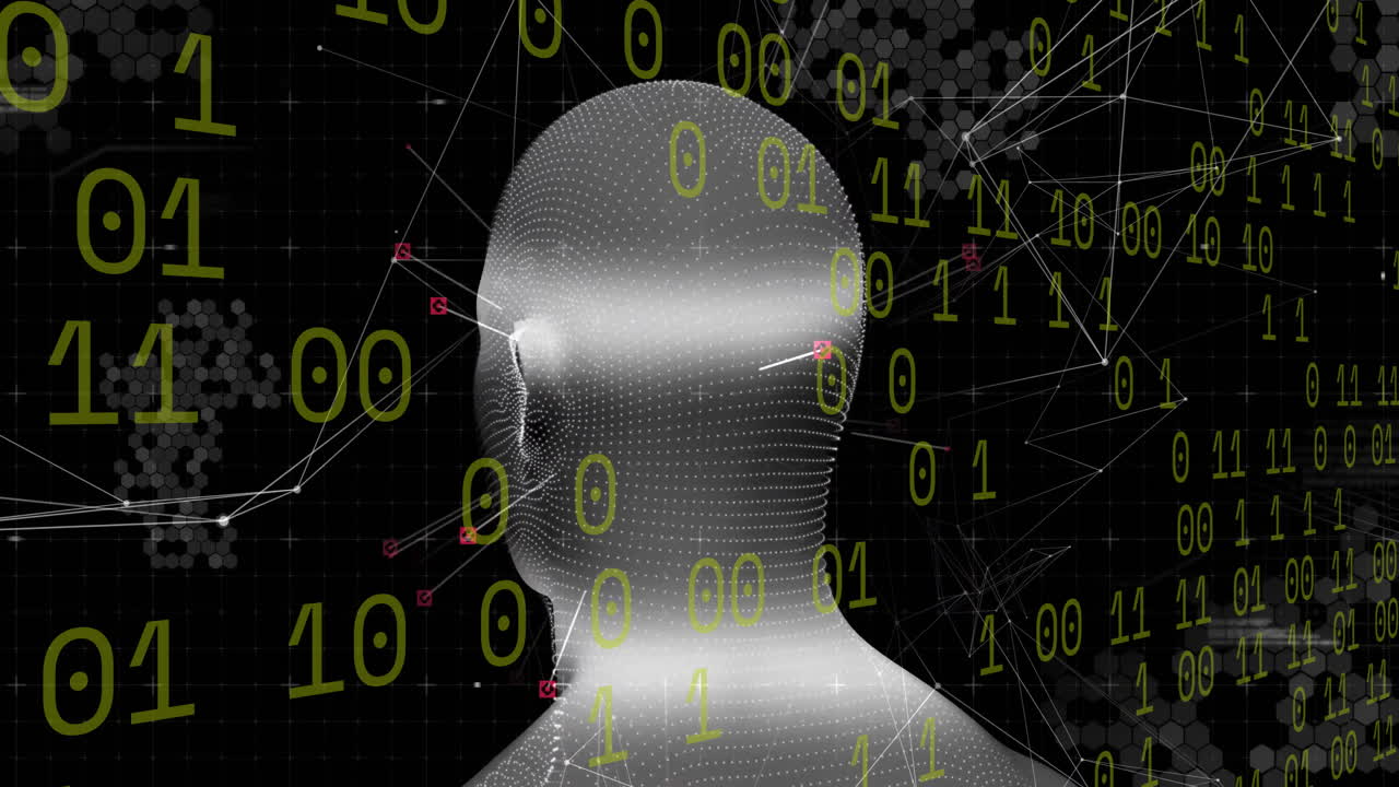 animación del procesamiento de datos sobre humano digital con íconos