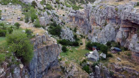 Baloo-Balaa,-Lebanon---Aerial-View-Of-Limestone-Cliffs-Near-Baatara-Gorge-Waterfall