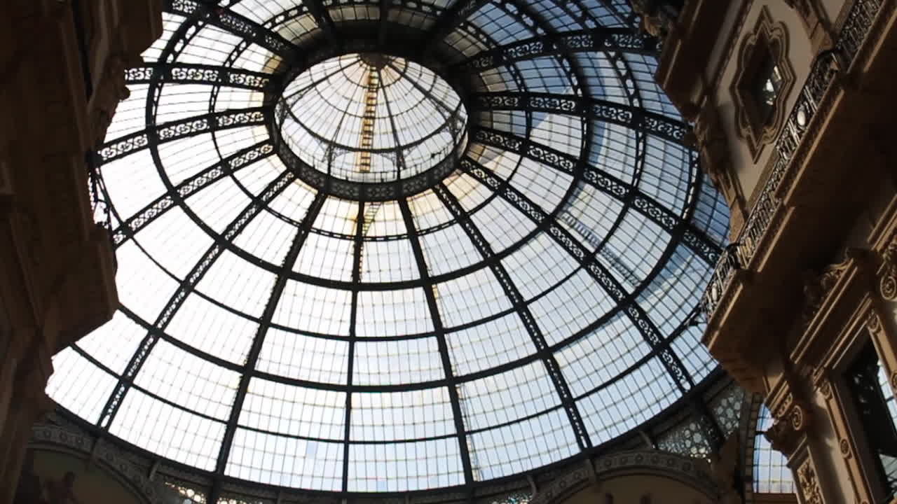 Interior of a dome-shaped glass roof