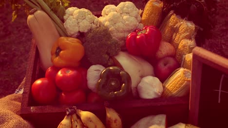 table with fresh fruits vegetables