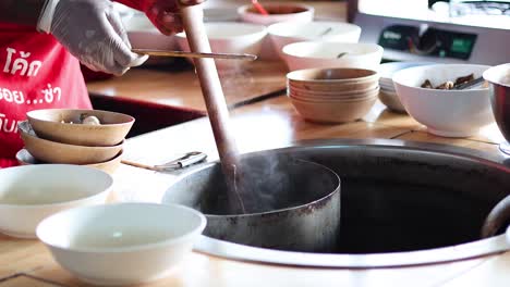 sequential preparation of food in a traditional kitchen