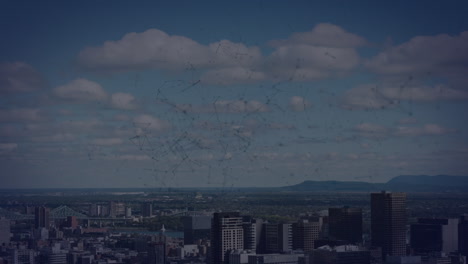 animación de formas que se mueven sobre el paisaje urbano
