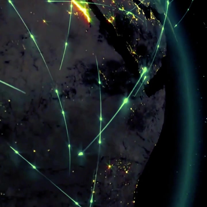 Global Network Connections on Rotating Earth at Night