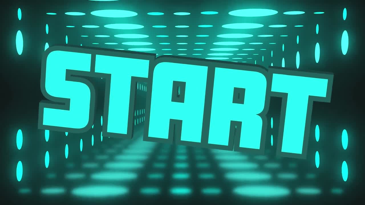 animación del texto de inicio sobre puntos de luz sobre fondo negro