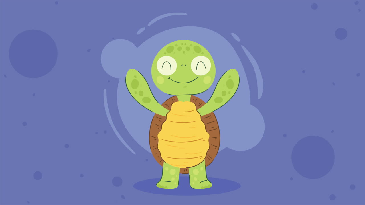 Cute turtle standing walking animation | Premium Stock Video Footage