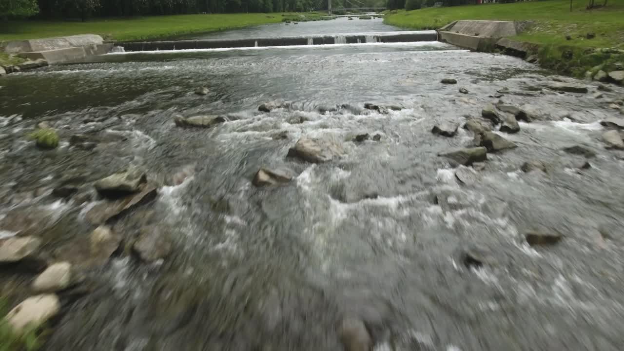 A roaring river in a tourist town in southern Poland