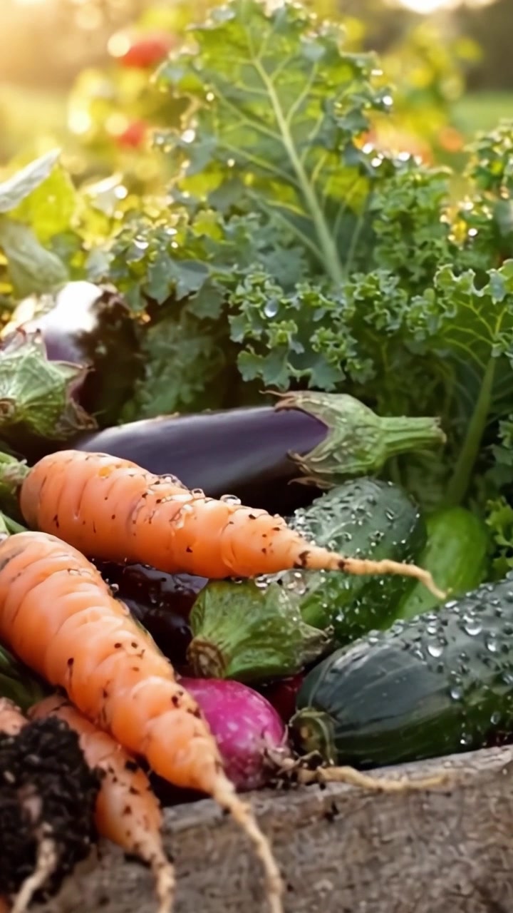 Vibrant Harvest: A Colorful Array of Fresh, Organic Vegetables Showcasing Nature's Bounty in a Rustic Wooden Crate Under the Golden Sunlight