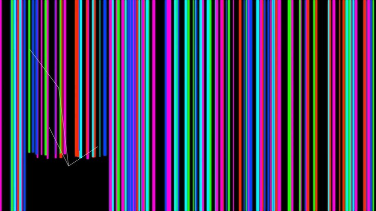 Abstrakt digital glitch-effekt med lodrette farverige linjer