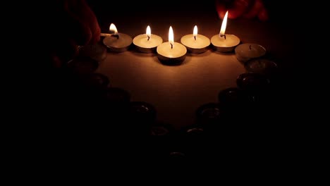 love candles heart burning together