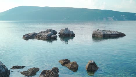 beautiful view of the sea bay and mountains on a wonderful summer sunny day