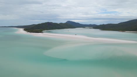 whitehaven beach with white-sand and turquoise blue sea - hill inlet at whitsunday island, qld, australia