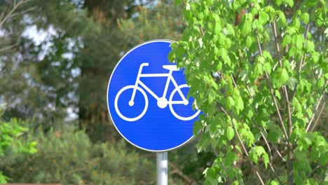 bicycle path road sign in 4k slow motion 60fps