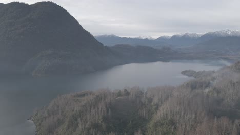 Aerial-shot,-Maihue-lake-in-south-of-Chile