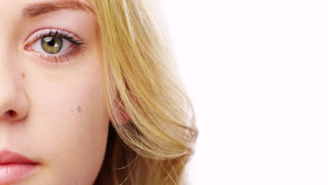 woman's face with vitamins and nutrients overlay