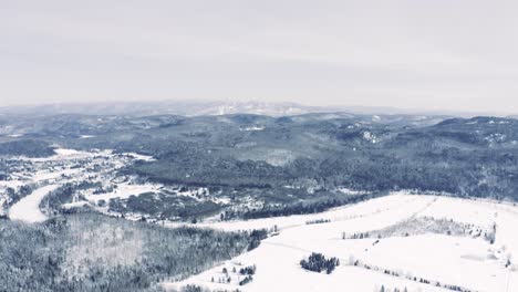 winter landscape - drone flying - 4k - mountains - mont tremblant, ski resort sequence 003-007