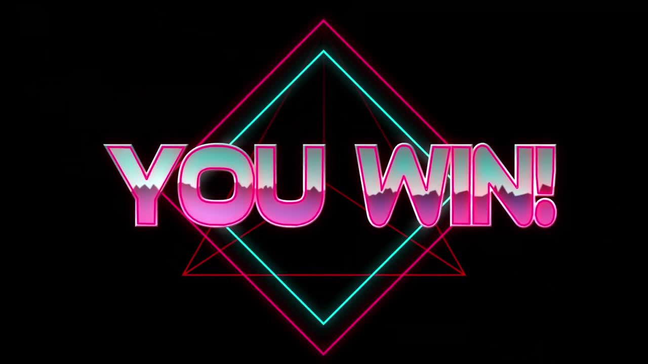 검은색 배경의 빛 트레일 위에 텍스트를 이기는 애니메이션