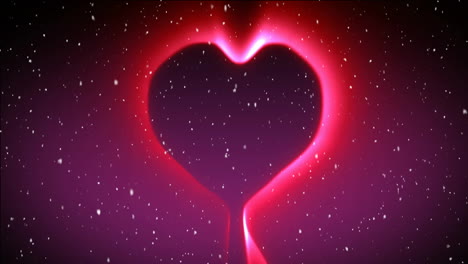 glowing heart shape with sparkles animation over dark purple background