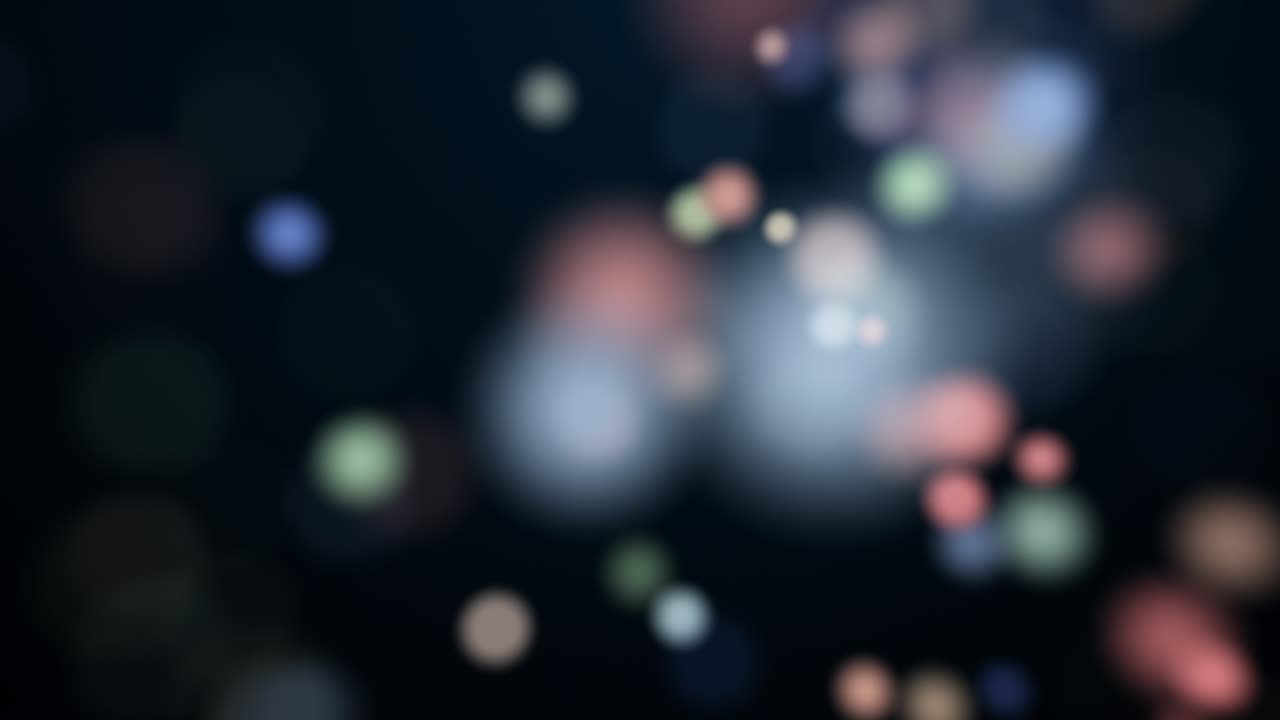 hermoso flujo de bucle moviéndose borroso pastel bokeh burbujas luces movimiento en fondo negro. partícula pastel en fondo negro títulos de movimiento bucle de fondo cinematográfico.
