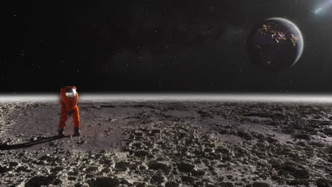 astronauta tirando uma selfie na lua com a terra ao fundo