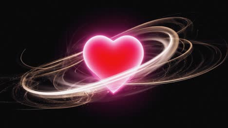 a vibrant heart appears at the center, surrounded by dynamic swirling energies and glowing light. this captivating display showcases the heart rotating in a cosmic-like environment, with radiant colors and intricate patterns enhancing its beauty. the animation creates a sense of depth and movement,