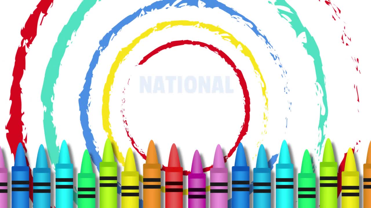 animación del texto del día del mes nacional de tutoría con lápices de colores sobre fondo blanco