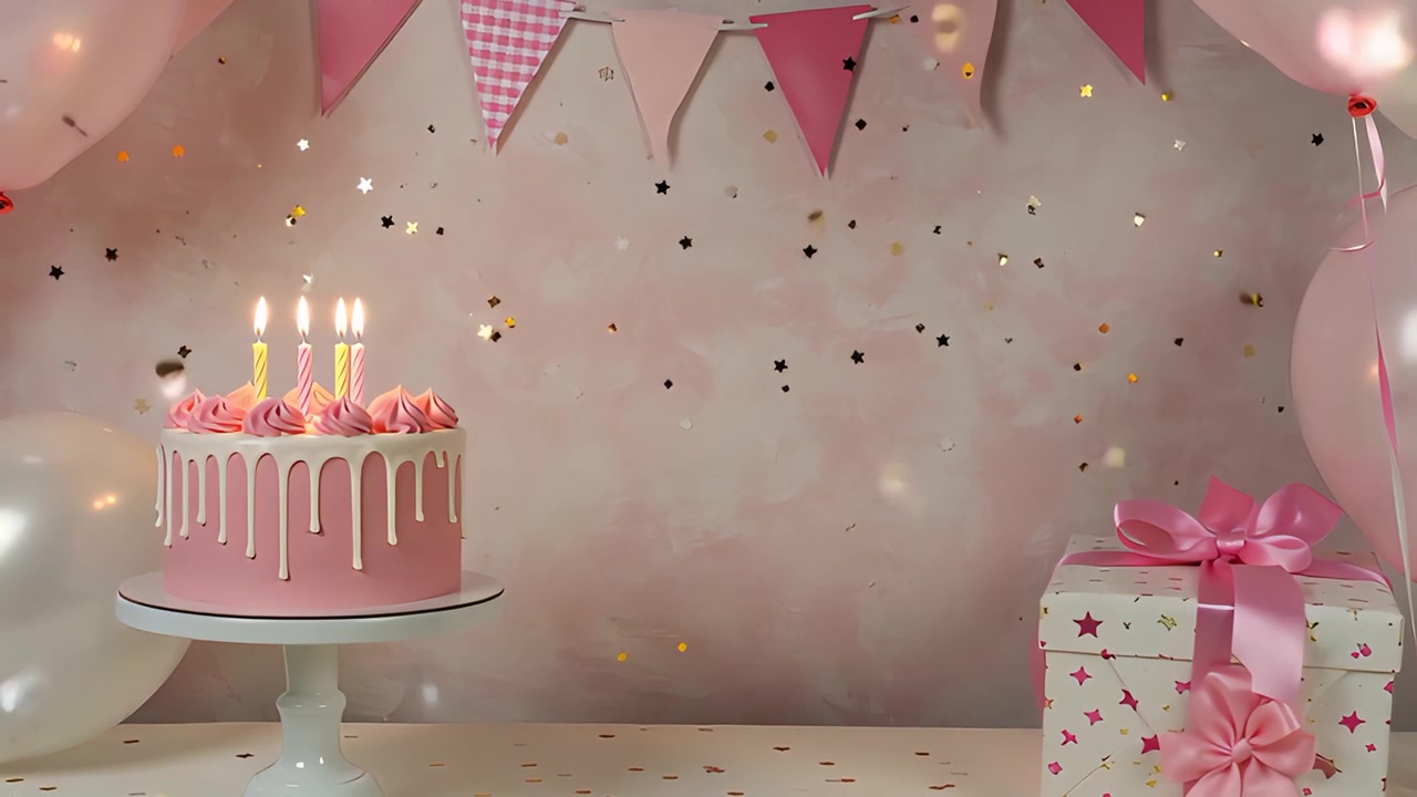 Balonlu doğum günü arka planı 4K