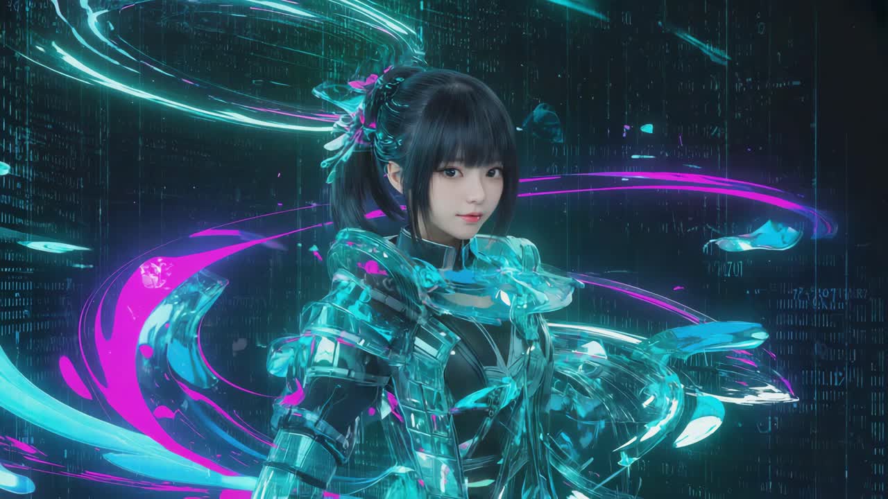 Cyberpunk Anime Girl with Neon Accents