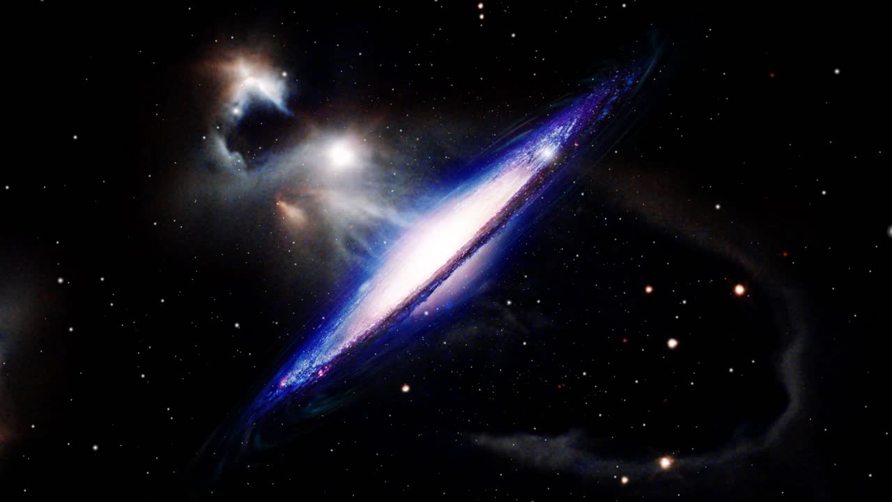 우주에서 움직이는 은하와 성운 구름