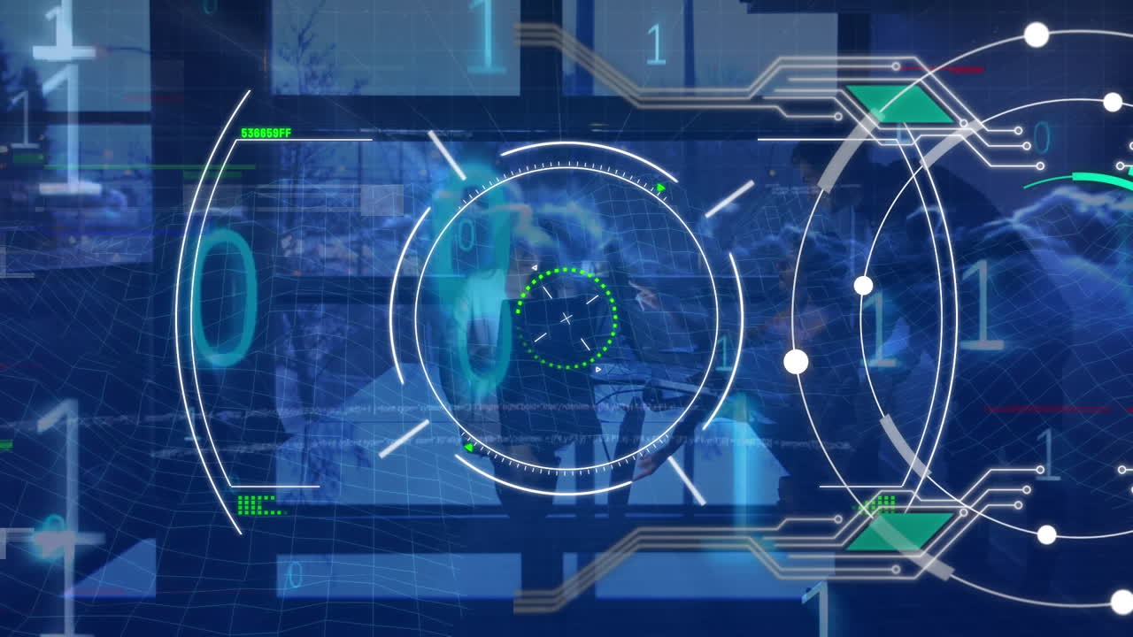 animación de la interfaz digital sobre la gente de negocios