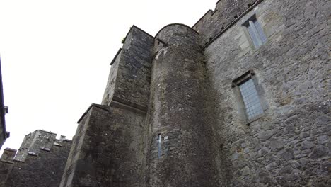 rising shot of inside cahir castle walls in county tipperary ireland