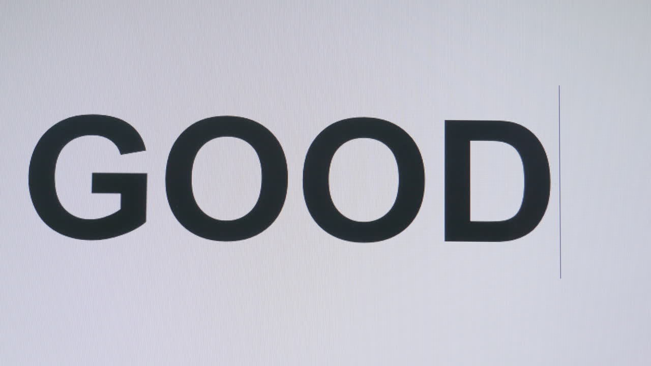 Video illustration of &amp;quot;Good&amp;quot; writing on white screen