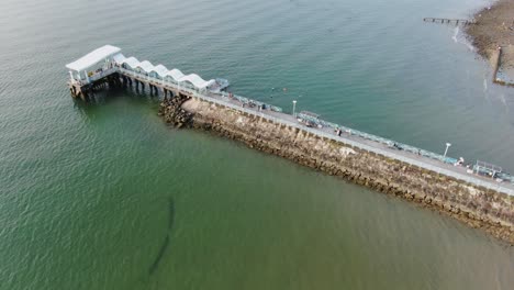 Hong-Kong-Wu-Kai-Sha-pebbles-beach-pier,-Aerial-view