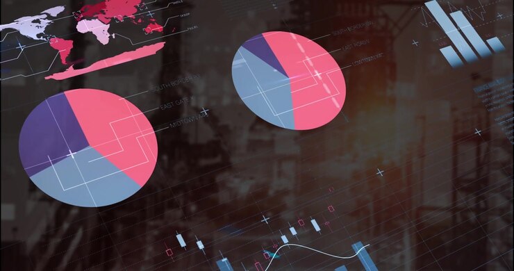 Digital Financial Data Charts and Stock Market Analytics Overlay