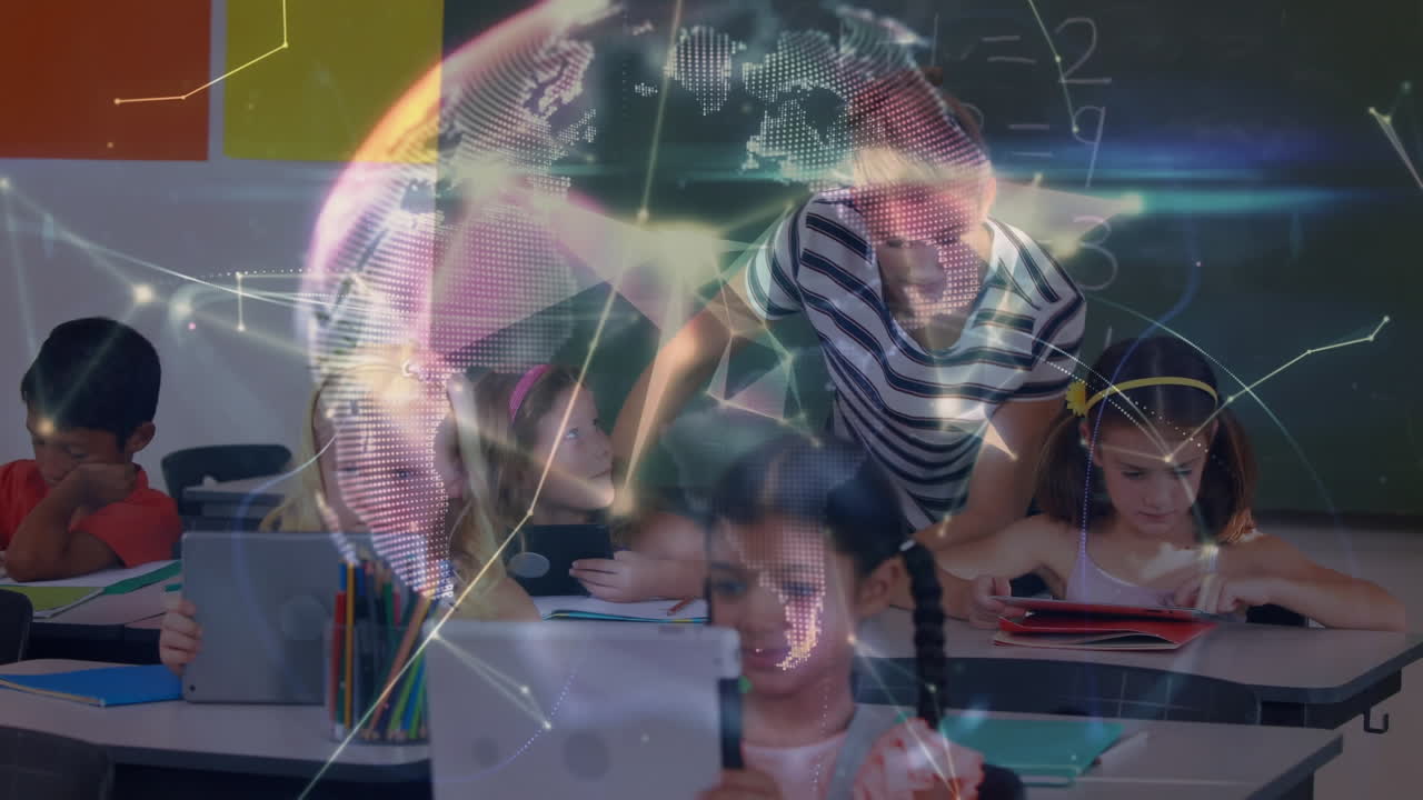 animación de la red de conexiones con el mundo sobre los escolares