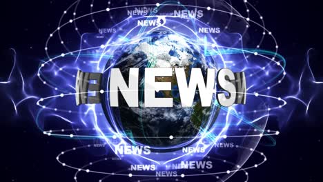 news text animation and earth, loop