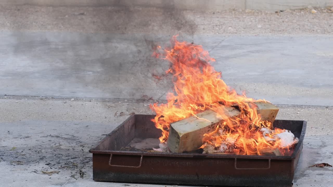 Burning Flammable Materials Fire Safety Drill